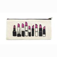 Hot Sale Printed Lipstick Organizer Nature Canvas Zipper Girl Make Up Eyebrow Brush Cosmetic Lipstick Bag